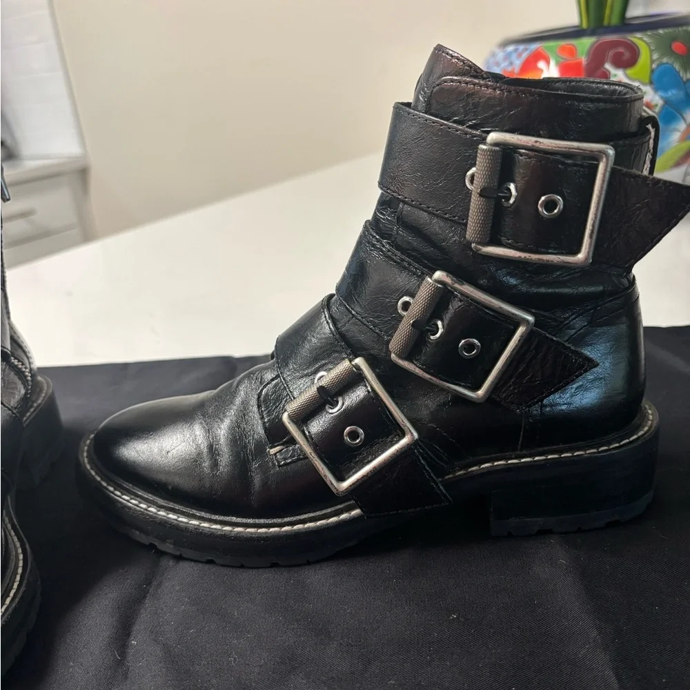 rag & bone Black Triple Buckle Combat Boots - Picture 6 of 10